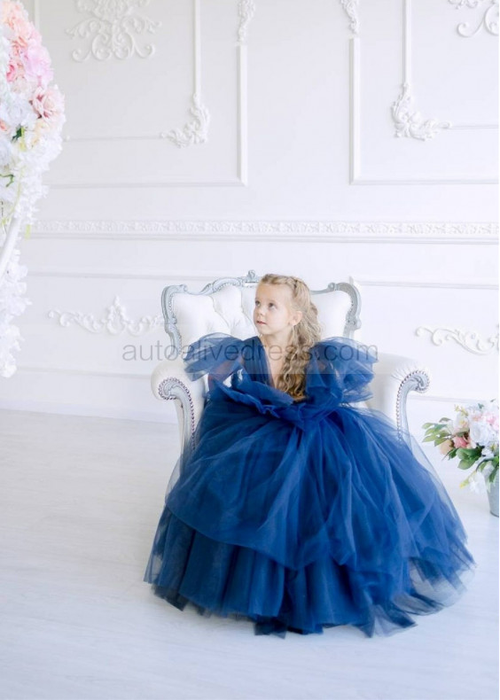 Flutter Sleeves Tulle Unique Flower Girl Dress